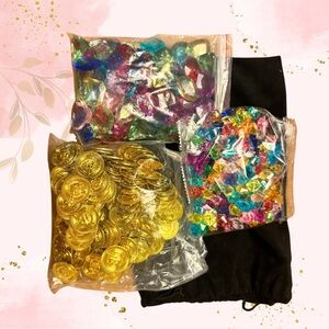 Colorful Gem and Gold Coin Set